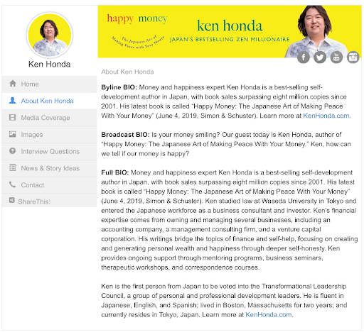 Ken Honda's Online Press Kit