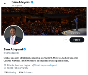 Dr. Sam Adeyemi's Twitter (X) Profile